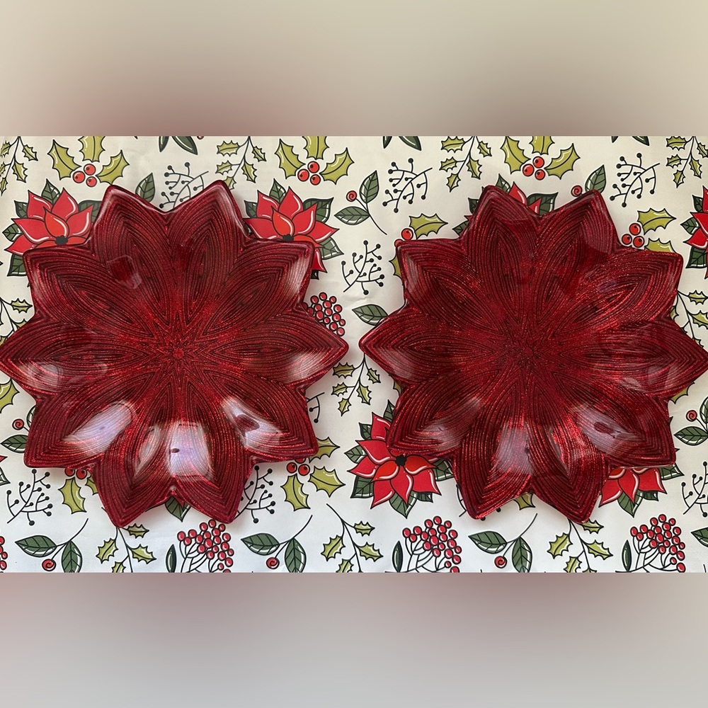 Festive Red Poinsettia Plates